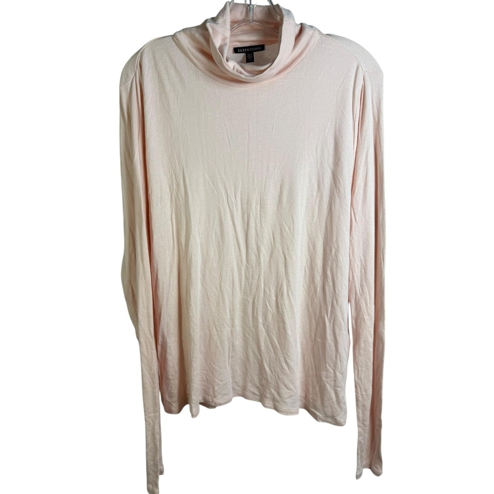 Eileen Fisher‎ Shirt Womens Large Pink Cowl Neck Organic Cotton Lyocell Blend